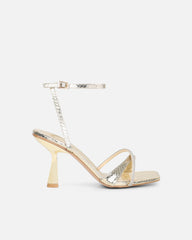 Aliki Gold Snake Diamante Heeled Sandals