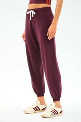 Andie Oversized Fleece Pant in Dark Cherry