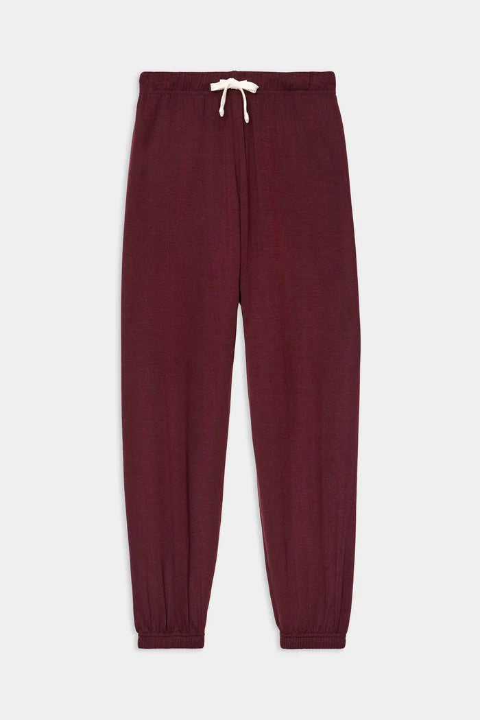 Andie Oversized Fleece Pant in Dark Cherry