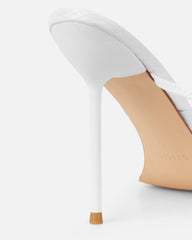 Anyah White Faux Snake Evil Eye Detail Tie Up Heels