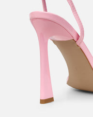 Apple Baby Pink Patent Flared Heeled Sandals