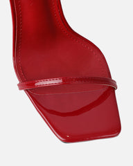 Apple Dark Red Patent Flared Heeled Sandals
