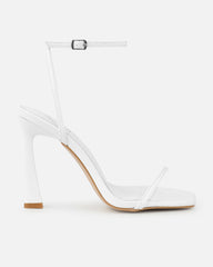 Apple White Patent Flared Heeled Sandals