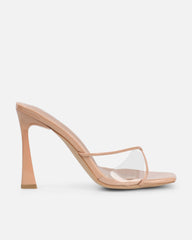 Daisha Nude Patent Clear Heeled Sandals