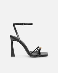 Anesca Black Shine Heeled Sandals