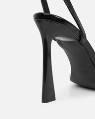 Anesca Black Shine Heeled Sandals