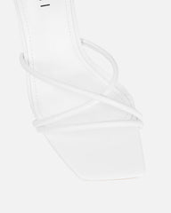 Aubrianna White Mid Heeled Sandals