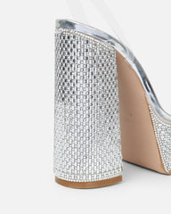 Miriam silver mirror diamante platform sandals