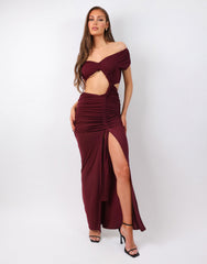 Opal Deep Purple Off The Shoulder Maxi Dress