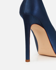 Dionne Crowe Sparkle Navy Satin Diamante Court Shoes