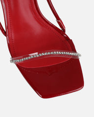 Confetti Dark Red Patent Clear Diamante Mid Heeled Sandals