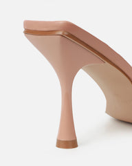 Blushing Nude Diamante Mid Heel Mules