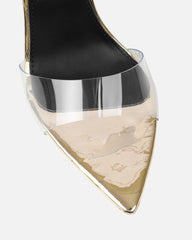 Bali Gold Mirror Clear Wedge Sandals
