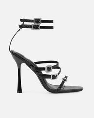 Beach Black Faux Snake High Heels