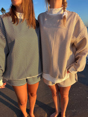 Brown mocha striped Mockneck