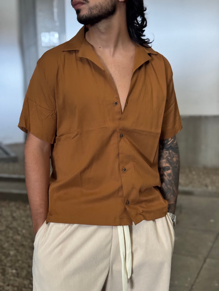 Camisa seda cuello polo