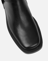 Collins Black Harness Knee High Biker Boots