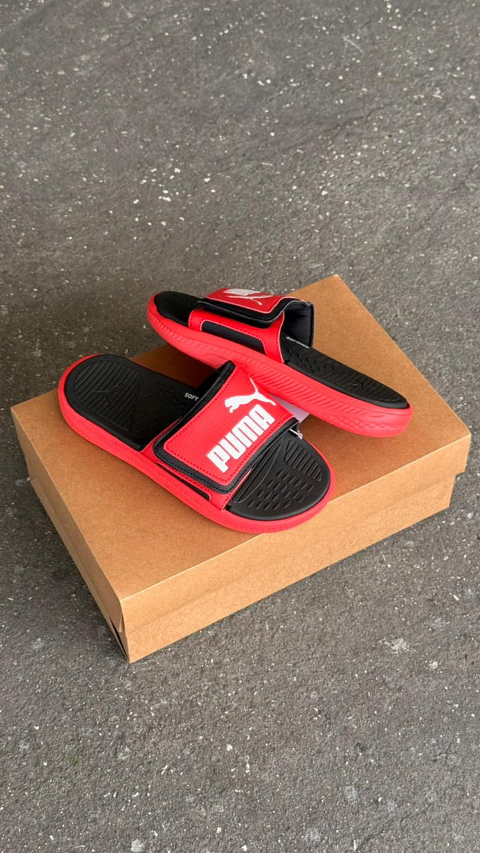 CHANCLAS PUMA CLASICA NEGRO ROJO
