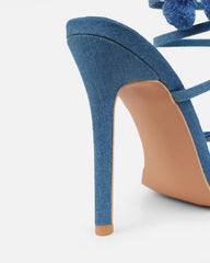 Chenoa Blue Denim Butterfly Spiral Sandals