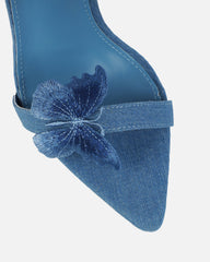 Chenoa Blue Denim Butterfly Spiral Sandals