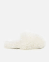 Floof Cream Curly Faux Fur Slippers