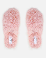 Floof Light Pink Curly Faux Fur Slippers