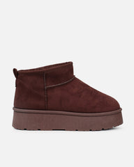 Cori Chocolate Faux Suede Flatform Boots