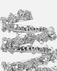 Cosmic Silver Mirror Diamante Spiral Sandals