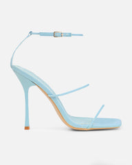 Neeli Light Blue Triple Strap Heeled Sandals