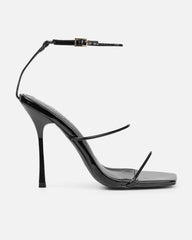 Neeli Black Patent Triple Strap Heeled Sandals