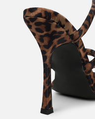 Corrina Leopard Satin Spiral Heeled Sandals
