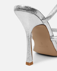 Corrina Silver Metallic Spiral Heeled Sandals