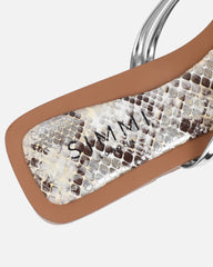Amethyst Silver Faux Snake Effect Flat Sandals