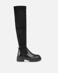 Stallone Black Over The Knee Fluffy Sock Boots
