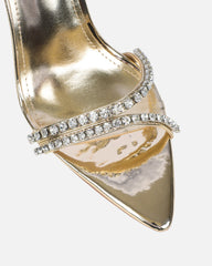 Brielle Gold Mirror Diamante Heeled Sandals