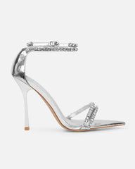 Brielle Silver Diamante Heeled Sandals