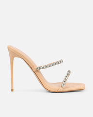 Daizy Nude Snake Effect Diamante Heeled Sandals