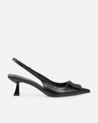 Odell Black Sling Back Mid Heel Courts