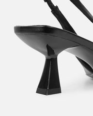 Ardenne Black Diamante Low Court Heeled Shoes