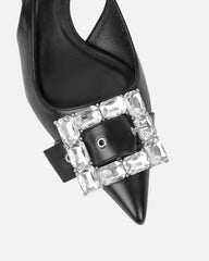 Ardenne Black Diamante Low Court Heeled Shoes