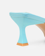 Dallyn Blue Patent Mule Heeled Sandals