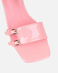Dallyn Pink Patent Mule Heeled Sandals