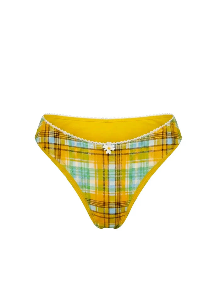 Daphne Bikini Bottom Seersucker Pineapple Plaid