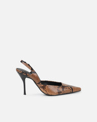 Darcia beige snake effect sling back court shoes
