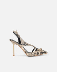 Vale beige snake harness detail court shoes