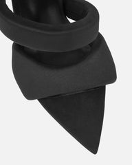 Dio Black Lycra Pointed Toe Heeled Sandals