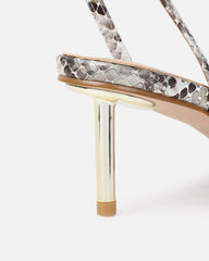 Devon Beige Snake Low Heeled Sandals