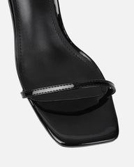 Devon Black Patent Low Heeled Sandals