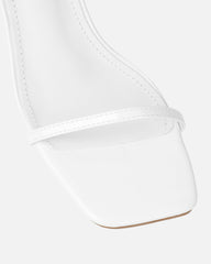 Devon White Patent Low Heeled Sandals