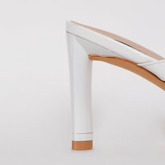 Dalla Wide Fit White Snake Print Mid Heel Mules